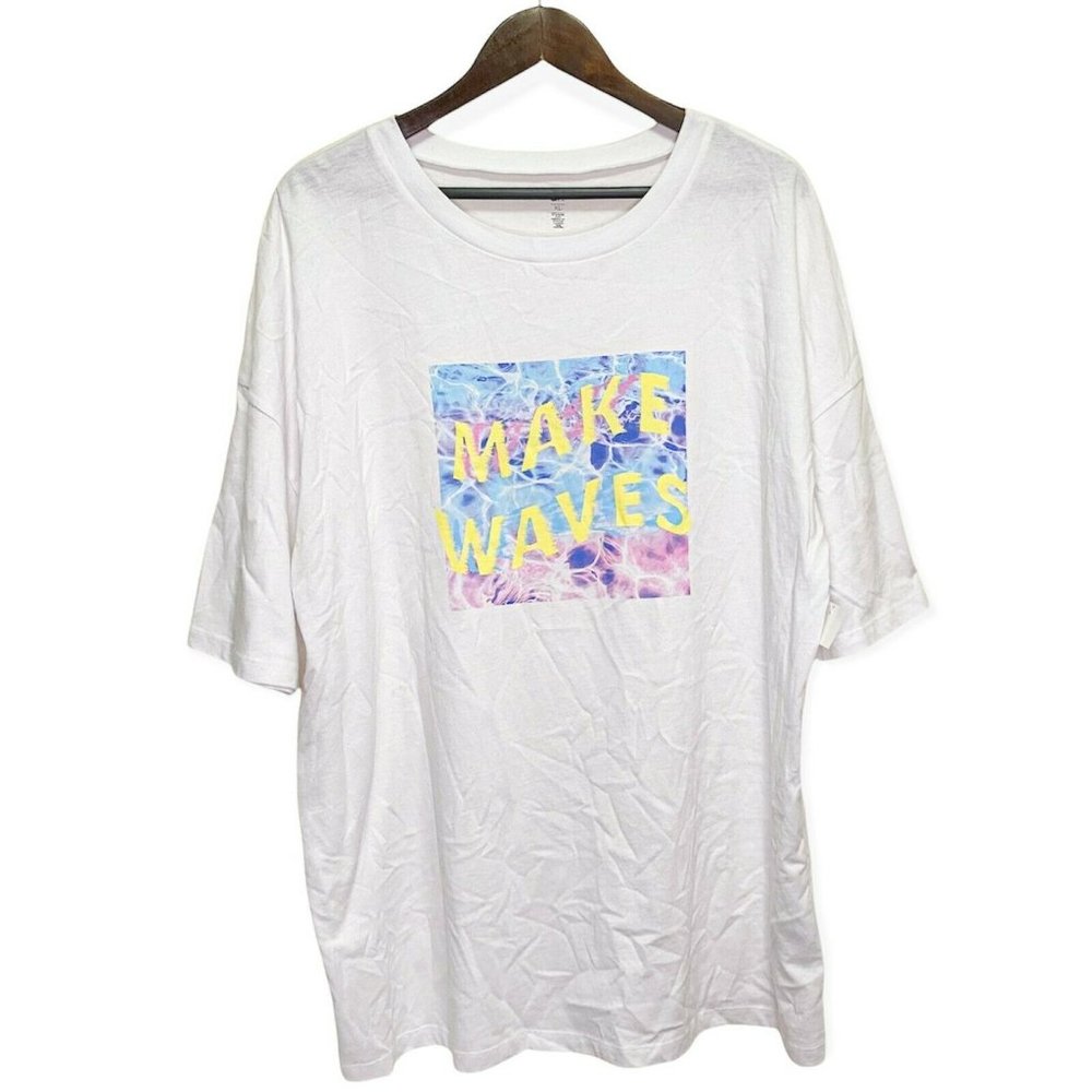 BP. Mens Sz XS/XS Oversized Short Sleeve Crew Neck T-Shirt Make Waves Print